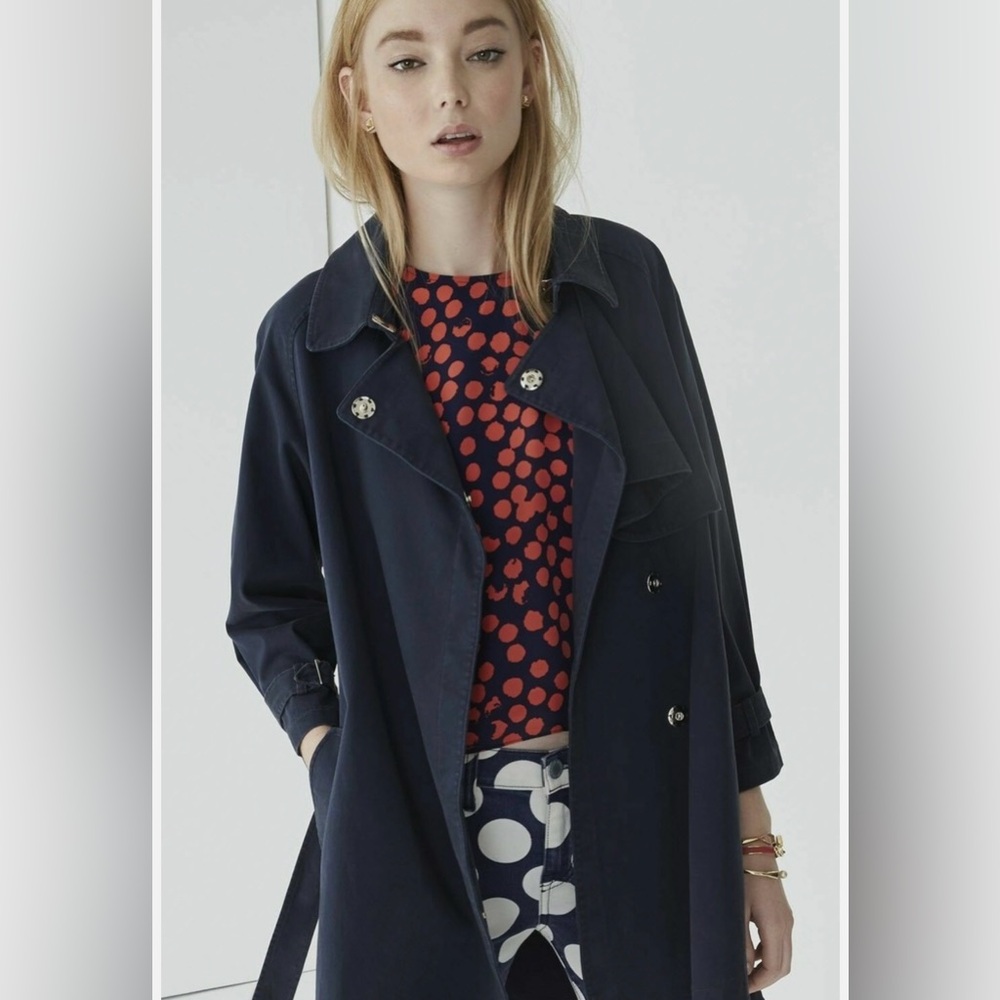 Rebecca Minkoff Cece navy blue Chic trench coat with belt.2 pockets Size S
